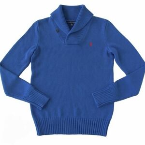 Ralph Lauren Shawl Collar Fisherman Sweater Blue NWOT